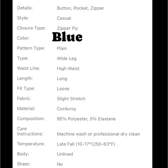Stylish Corduroy Wide-Leg Pants/Large/blue - Picture 10 of 16